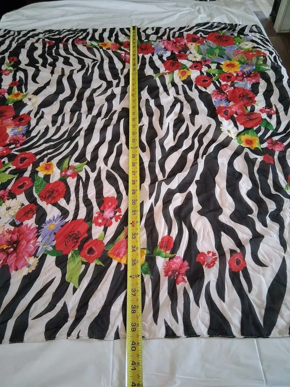 Vintage Zebra Print Floral Silk Scarf